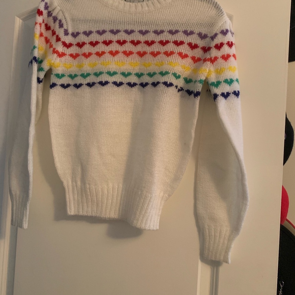Vintage Rainbow Heart Sweater